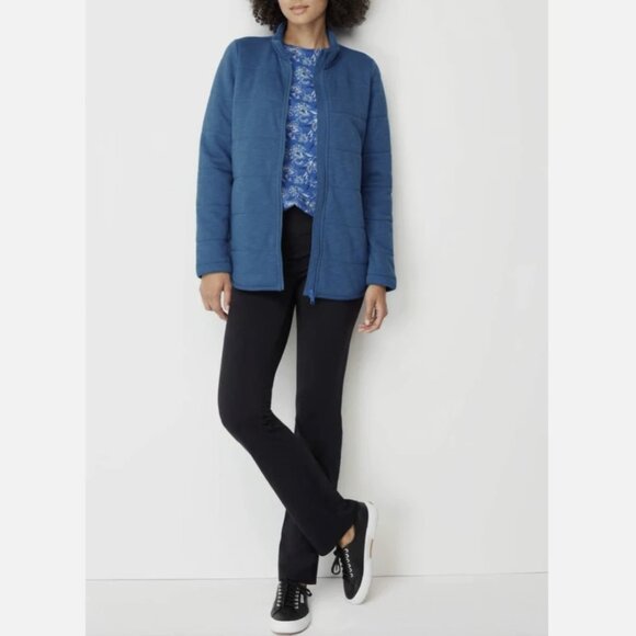 J.Jill Comfy Fit Imperial Blue Quilted Full Zip Jacket Coat - Picture 5 of 10